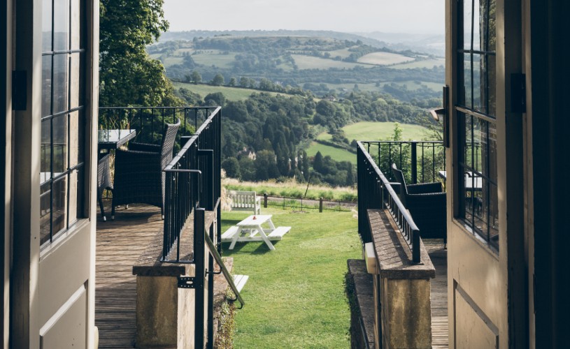 View from the beer garden of Hare & Hounds in Bath